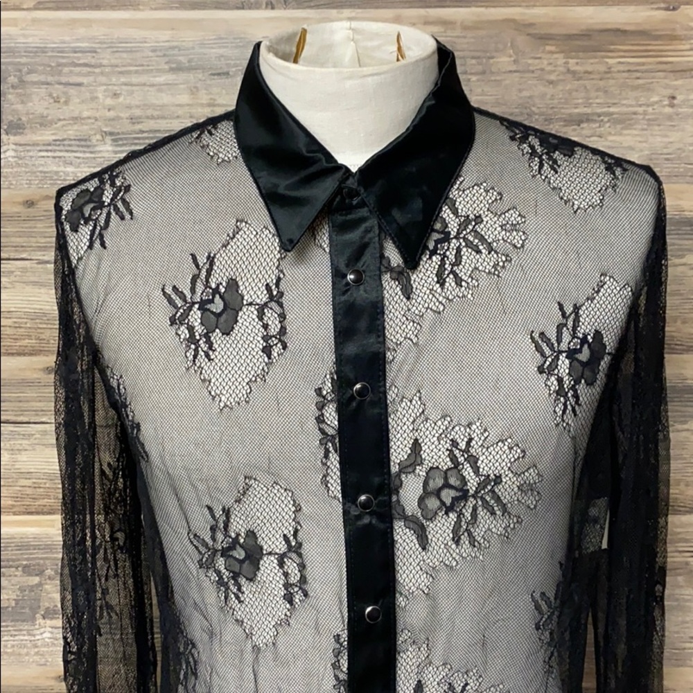 Lip Service Black Label Lily Lace Guy's Shirt NWT G3 - Picture 4 of 4